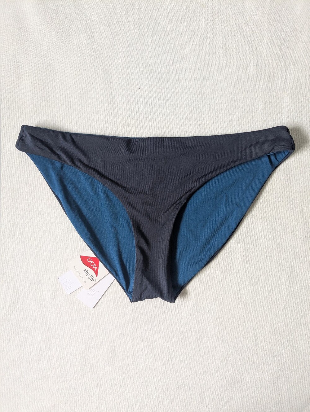Skin The Jordan Reversible Bikini Bottoms Blue Dark Navy Lycra Spandex S